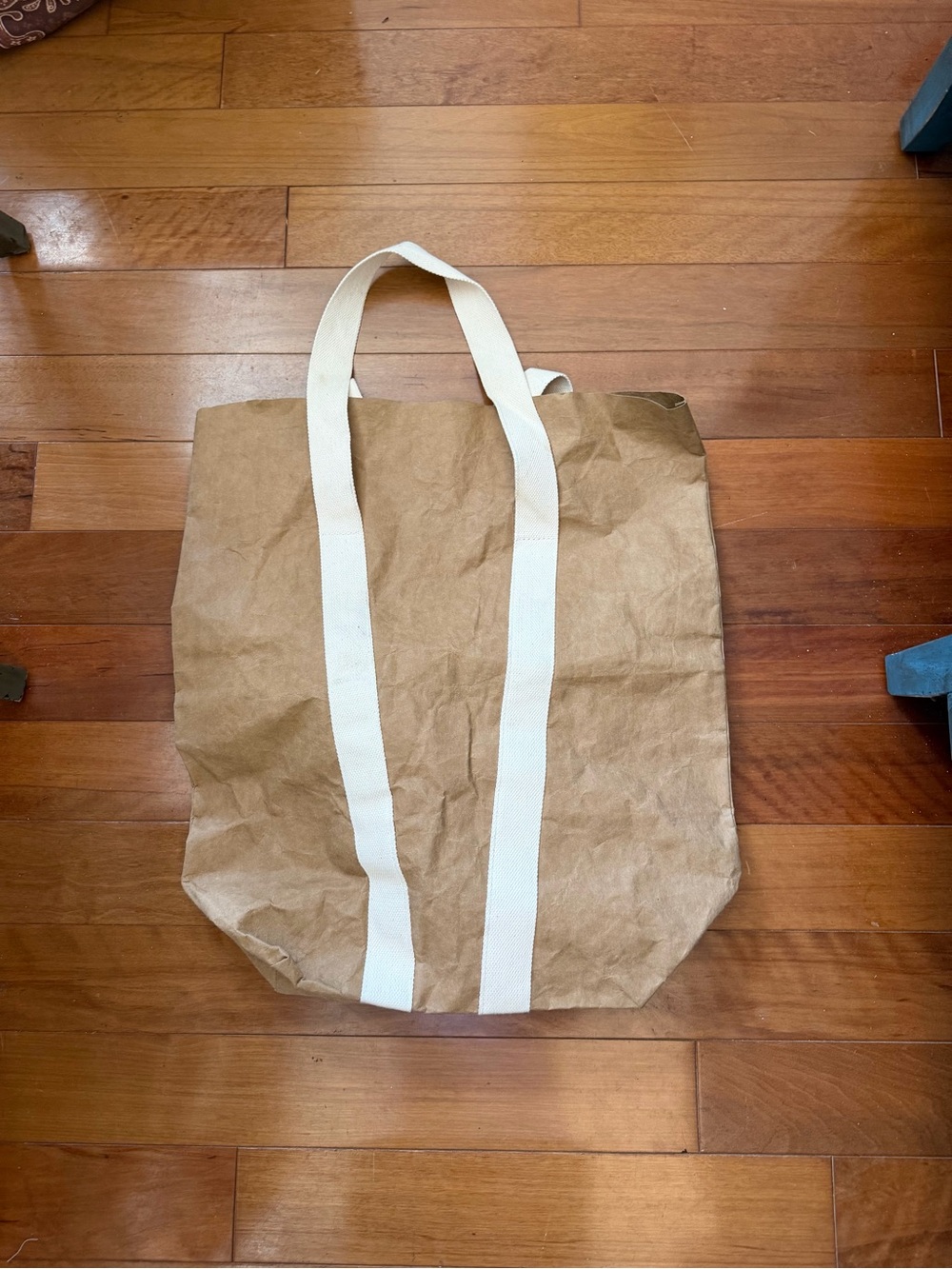 Trader Joe’s Washable Paper Tote Bag – Brown Kraft Style with Cream Canvas